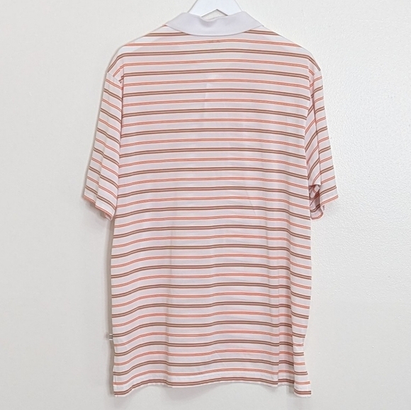 Adidas Golf Polo Men Large White Orange Striped Short Sleeve - Picture 7 of 8